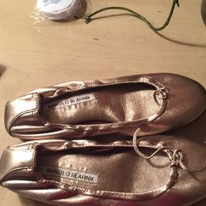Manolo Blahnik Gold Flats